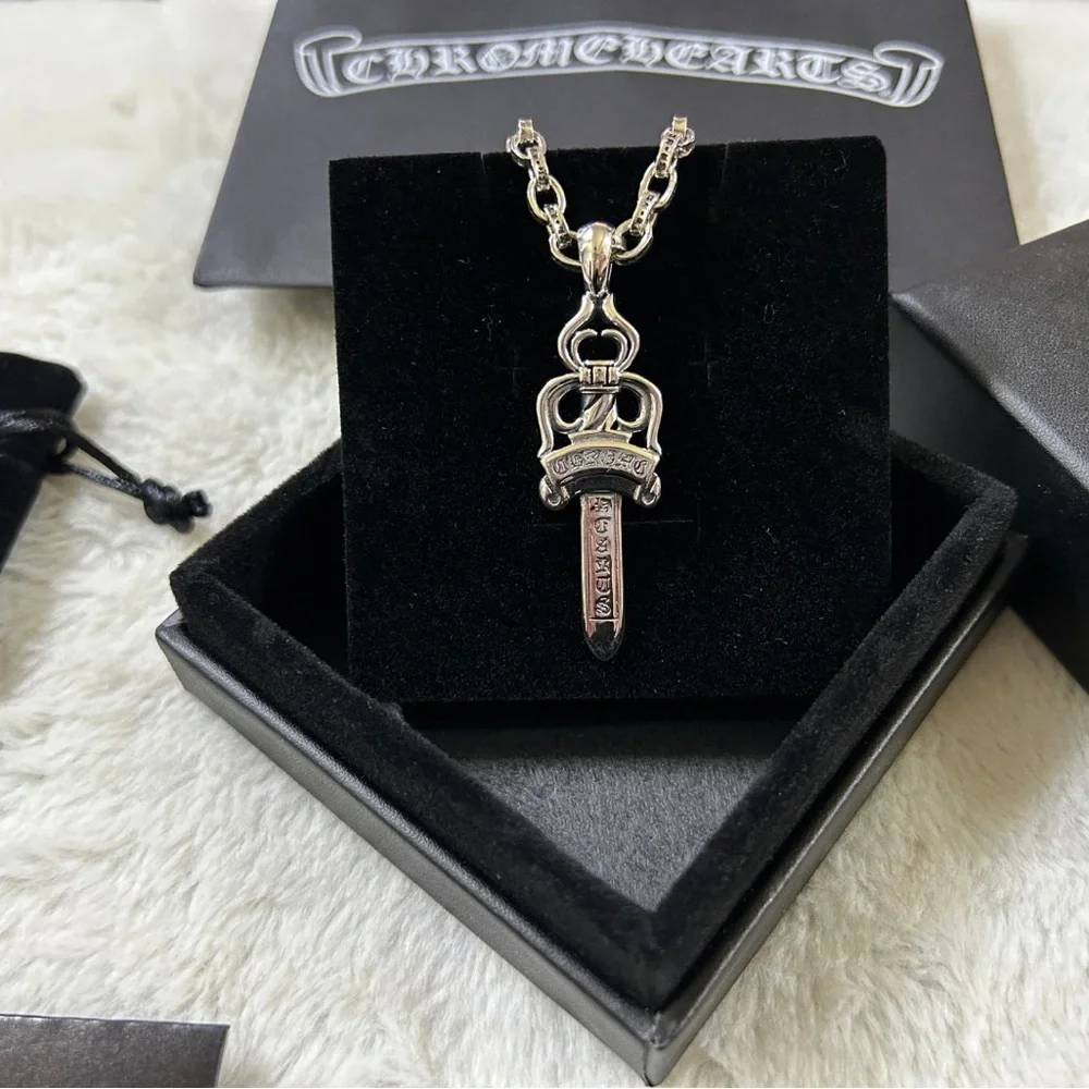 Chrome Hearts Silver Sword Dagger Pendant Necklace